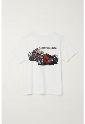 Camiseta Básica Con Estampado Blanca Para Niño
