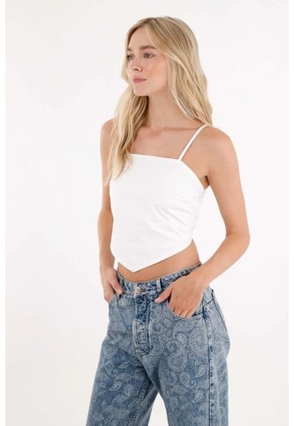 Tennis Camisa Crop En Popelina Blanca Para Mujer Tennis