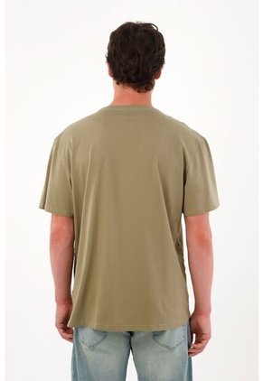 Tennis Camiseta Básica Estampada En Espalda Verde Para Hombre