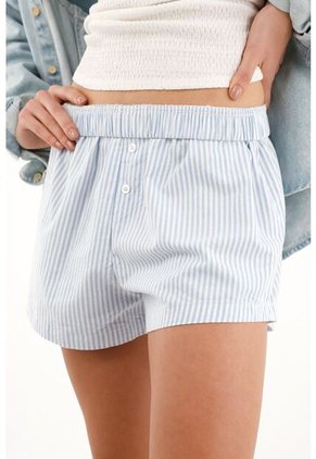 Tennis Bermuda Corta Azul A Rayas Para Mujer