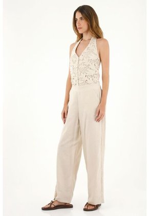 Tennis Enterizo Tipo Wide Leg Crudo Para Mujer