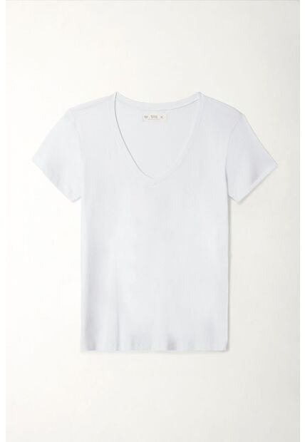 Tennis Camiseta Blanca Cuello V Para Mujer