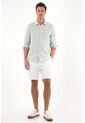 Tennis Camisa En 100% Lino Con Bordado Verde Para Hombre de Tennis