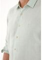 Tennis Camisa En 100% Lino Con Bordado Verde Para Hombre de Tennis