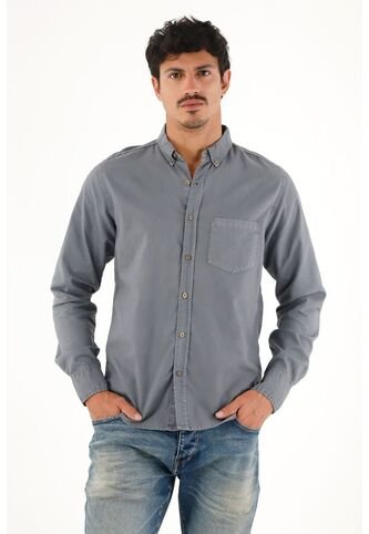 Tennis Camisa Oxford Manga Larga Azul Para Hombre Tennis