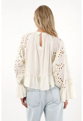 Tennis Camisa En Ojalillo Con Boleros Crudo Para Mujer