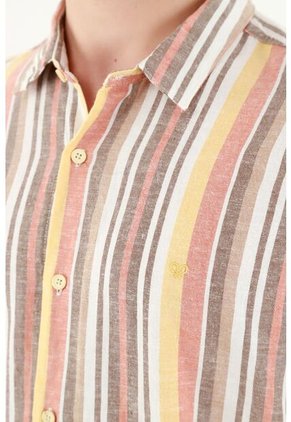 Camisa Cuello Francés A Rayas Para Hombre