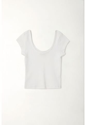 Tennis Camiseta En Rib Ajustada Blanca Para Mujer Tennis
