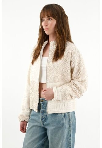 Tennis Abrigo Con Mix De Tejidos Crudo Para Mujer Tennis