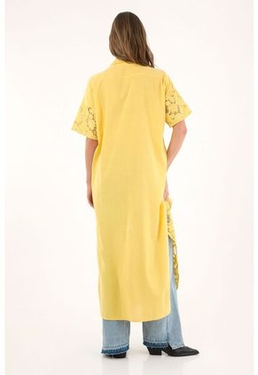 Tennis Kimono Amarillo Con Tela Bordada Para Mujer