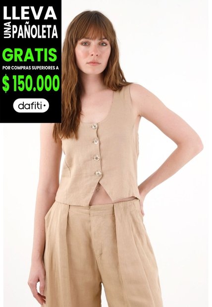 Tennis Chaleco En 100% Lino Crudo Para Mujer