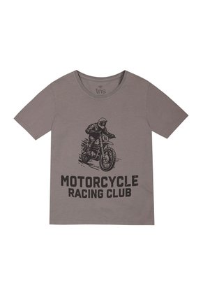 Camiseta Gris Con Estampado Frontal Para Niño