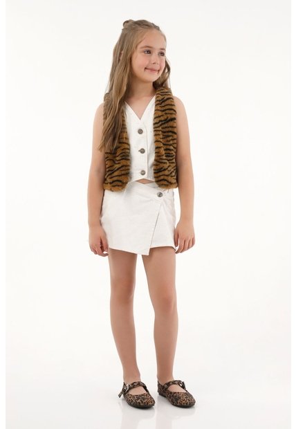 Chaleco De Tela Afelpada Animal Print Para Niña
