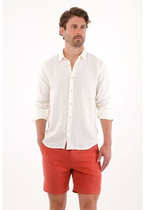 Tennis Bermuda En 100% Lino Naranja Para Hombre