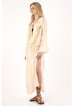 Vestido Largo Con Escote En V Amarillo Para Mujer