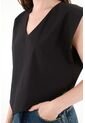 Tennis Camisa Manga Sisa Escote En V Negra Para Mujer de Tennis