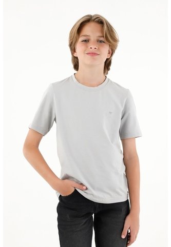 Camiseta Gris Manga Corta Para Niño Tennis