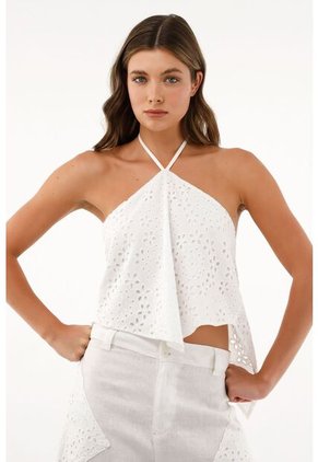 Camisa Tipo Pañoleta En Ojalillo Para Mujer