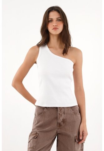 Tennis Camiseta De Un Solo Hombro Blanca Para Mujer Tennis