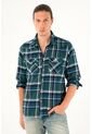 Tennis Camisa Tipo Leñadora A Cuadros Verde Para Hombre de Tennis