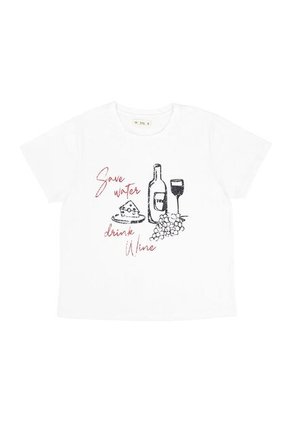 Tennis Camiseta Blanca Con Estampado De Vino Para Mujer