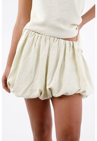 Tennis Falda Corta Para Mujer En Viscosa Crema Abullonada Preteñida Tennis