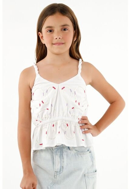 Camisa De Tiras Blanca Para Niña