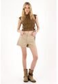 Tennis Short En Dril Tiro Alto Crudo Para Mujer de Tennis