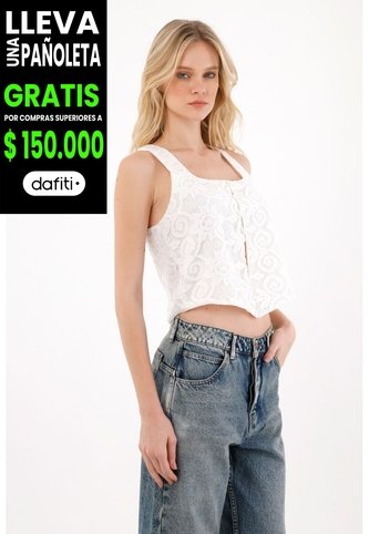 Camisa Tipo Chaleco En Tela Texturizada Crudo Para Mujer Tennis