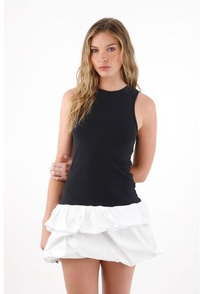 Tennis Vestido Corto Tipo Globo Negro Para Mujer