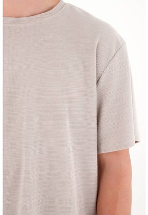 Camiseta Básica De Tela Con Textura Café Para Hombre