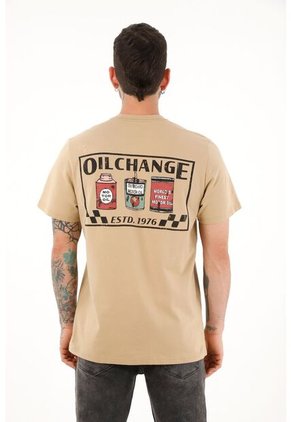 Camiseta Básica Con Estampado Café Para Hombre