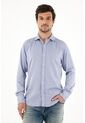 Tennis Camisa Azul Con Diseño Preteñido Manga Larga Para Hombre de Tennis