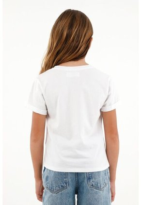 Camiseta Blanca Con Estampado Frontal Para Niña