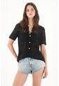 Tennis Camisa En Tejido Abierto Con Flores Negra Para Mujer de Tennis