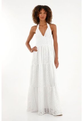 Tennis Vestido Largo En Ojalillo Crudo Para Mujer