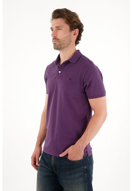 Tennis Polo Slim Fit Morada Licra Para Hombre