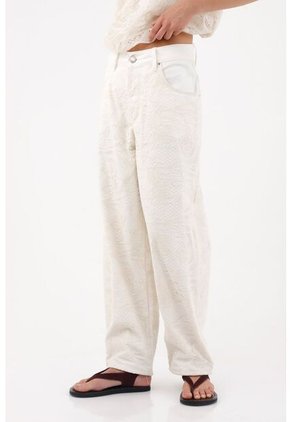 Tennis Pantalón Wide Leg Con Textura En Relieve En Algodón Marfil Para Mujer