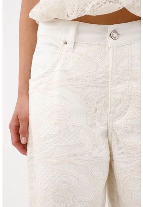 Tennis Pantalón Wide Leg Con Textura En Relieve En Algodón Marfil Para Mujer