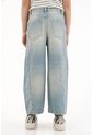 Jean Wide Leg Tono Claro Con Cortes En Costados Para Niña de Tennis