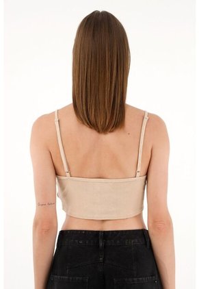 Camiseta Crudo En Rib Tipo Crop Para Mujer