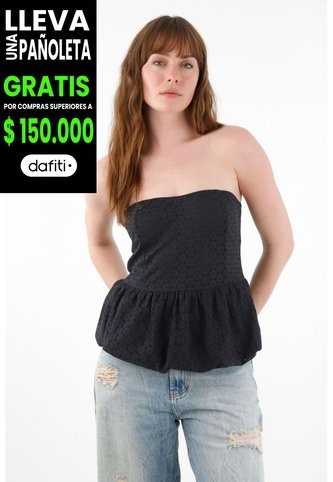 Tennis Camisa Strapless En Encaje Negra Para Mujer Tennis
