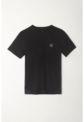 Tennis Camiseta Básica Con Mini Estampado Negra Para Hombre