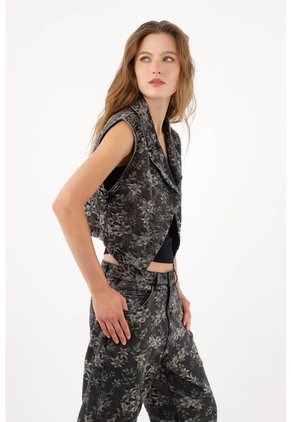 Tennis Chaleco Corto Tipo Blazer Algodón En Negro Para Mujer