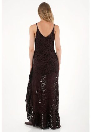 Tennis Vestido Largo Café Con Boleros Para Mujer