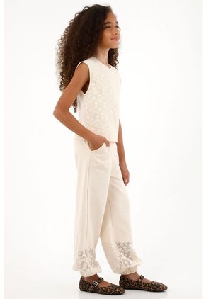 Camiseta Crudo Con Diseño Tejido En Delantero Para Niña