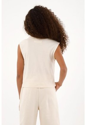 Camiseta Crudo Con Diseño Tejido En Delantero Para Niña