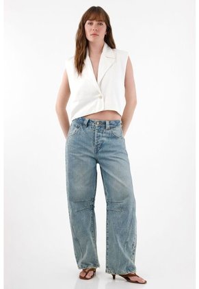 Tennis Jean Horseshoe Con Charretera Decorativa Para Mujer