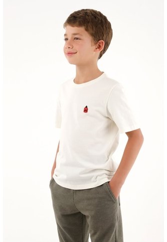 Camiseta Con Bordado Localizado Crudo Para Niño Tennis