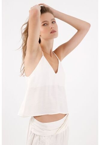 Tennis Top De Tiras Suelto Con Escote En V En Blanco Para Mujer Tennis